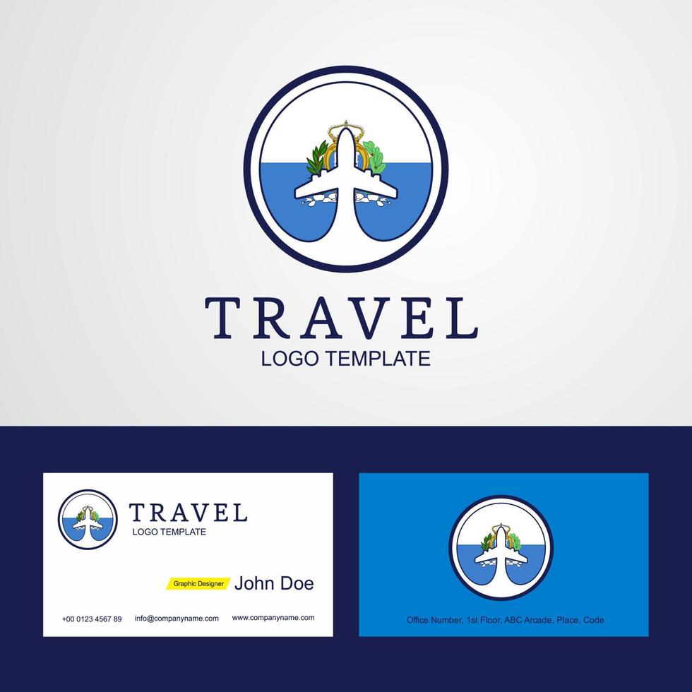 logotipo de la bandera del círculo creativo de travel san marino y diseño de la tarjeta de visita vector