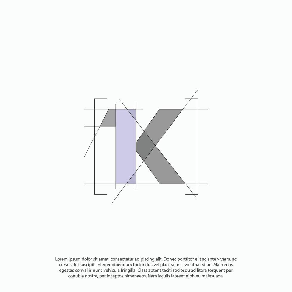 Modern and abstract Alphabet letters Initials Monogram Simple Logo K1, 1K sketch concept for architect logo design vector