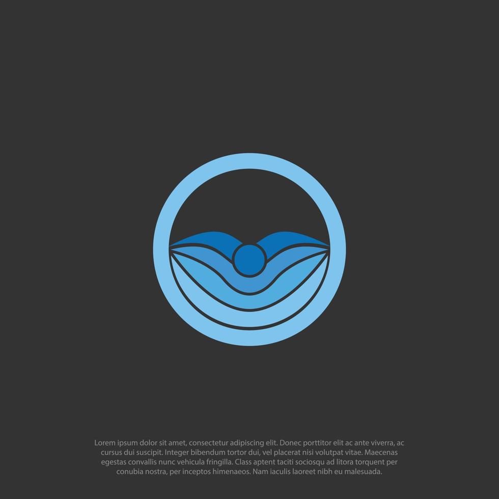 abstract circular swimming logo, body and hands as wave ocean vector