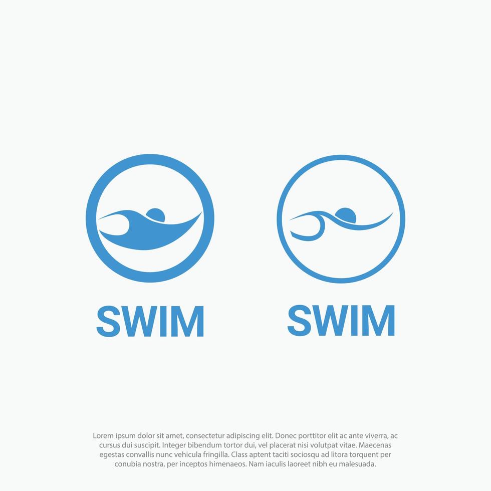 abstract circular swimming logo, body and hands as wave ocean vector