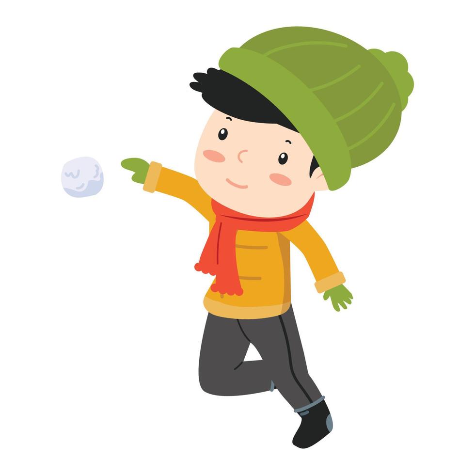 Boy having a snow ball vector