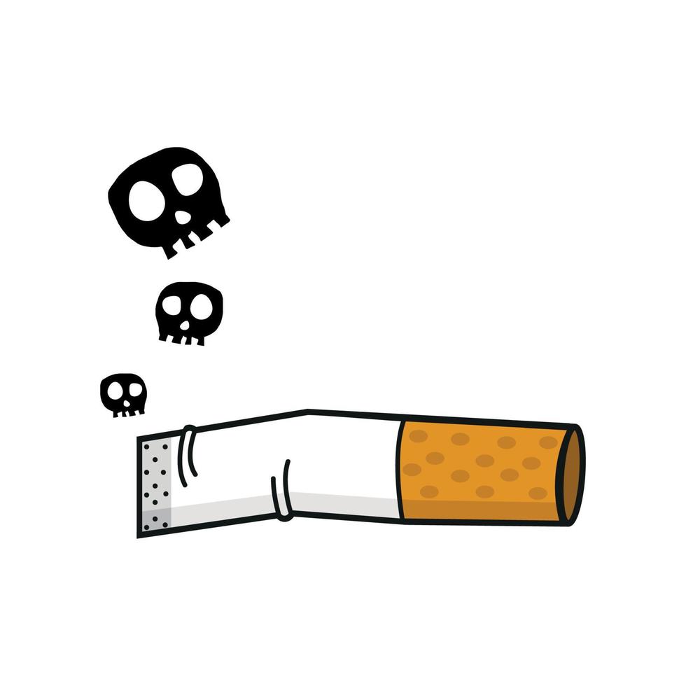 Burning cigarette  butt with a smok flat vector