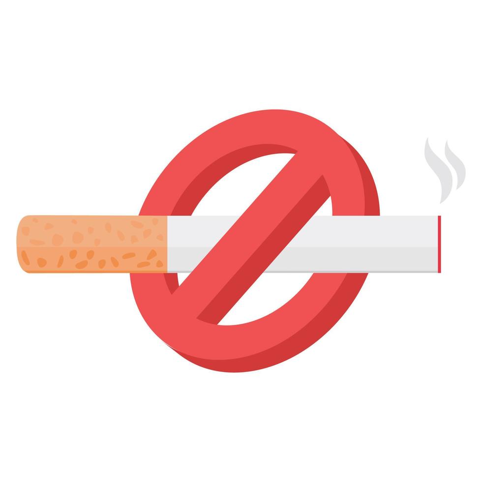 icono de cigarrillo línea plana señal de prohibido fumar vector