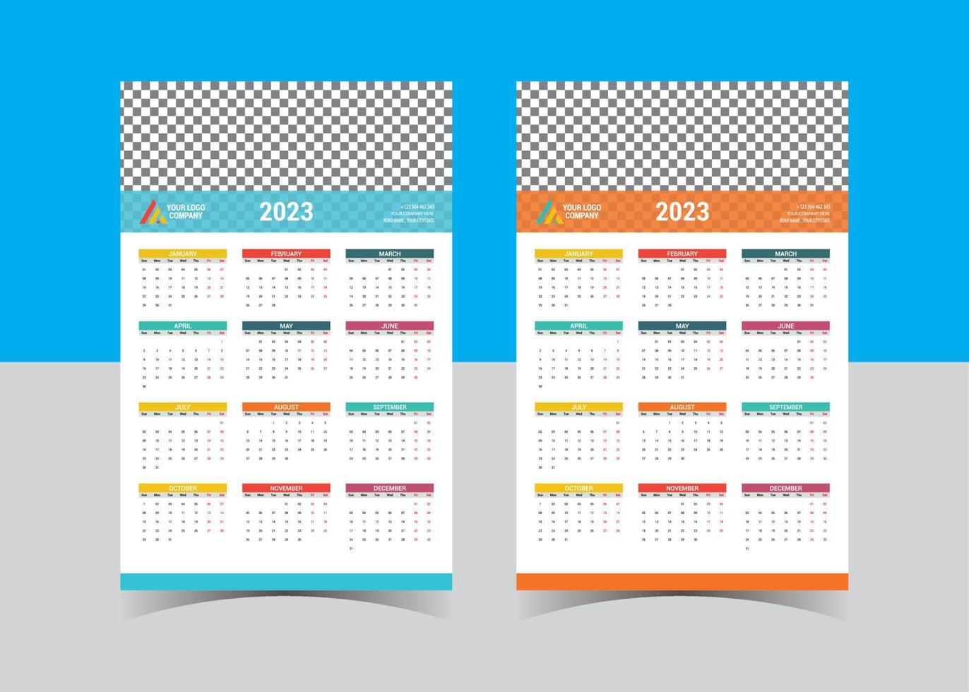 Calendar Planner 2021 - Vector Template. Week starts on Sunday