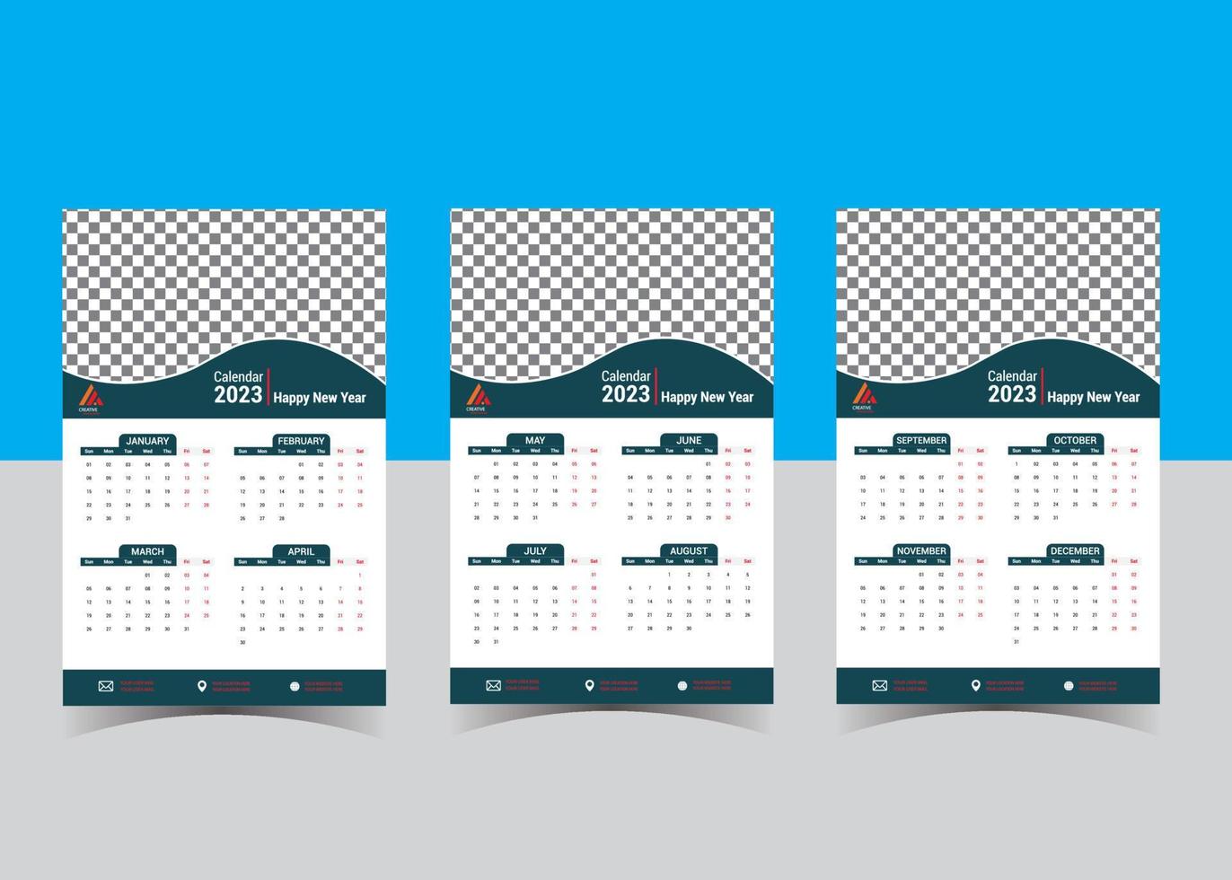Calendar 2023 week start Monday corporate design template vector. vector