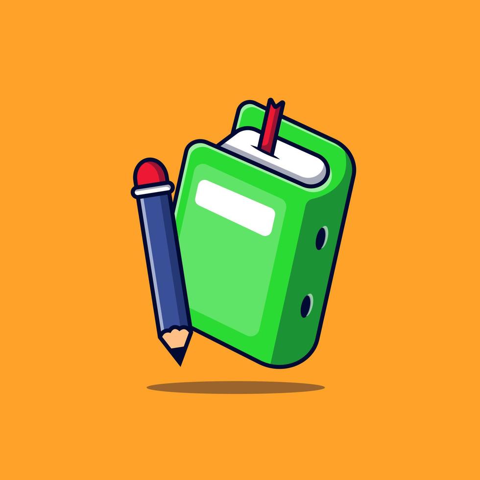 Pencil and book icon vector. Book cartoon illustration vector