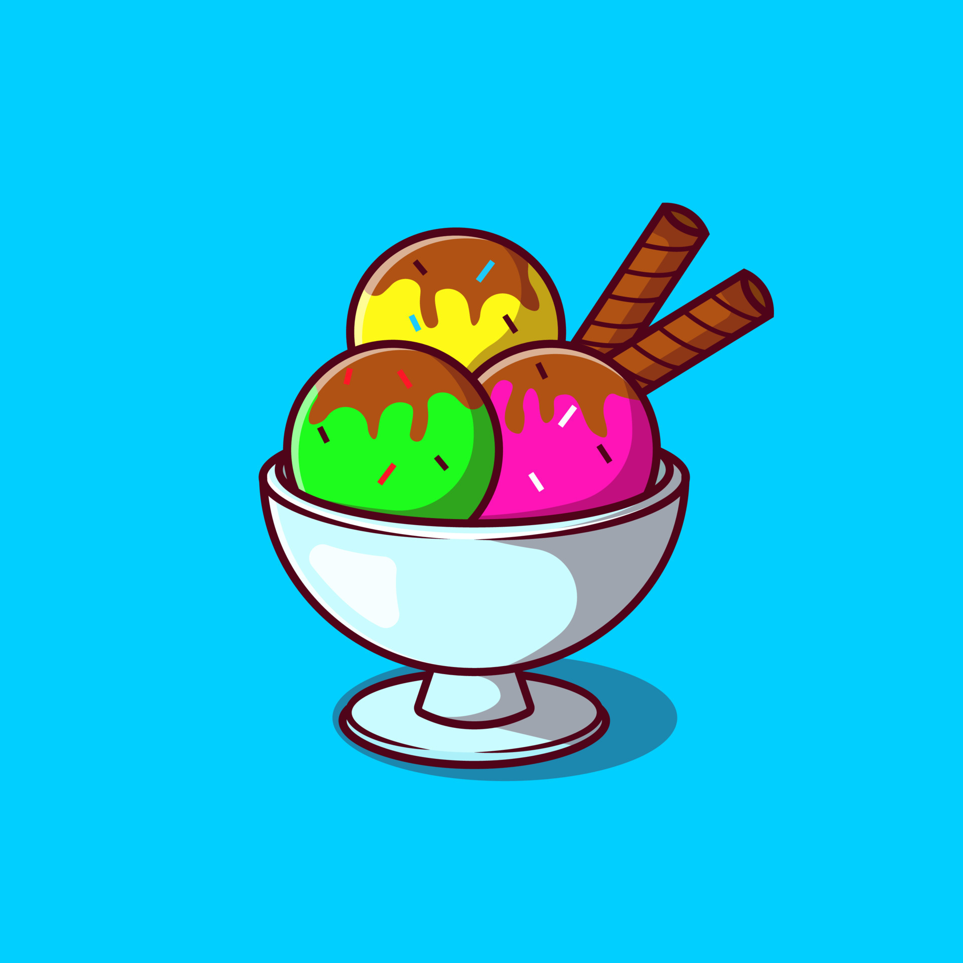 Ice cream cup illustration. Colorful ice cream with cup illustration