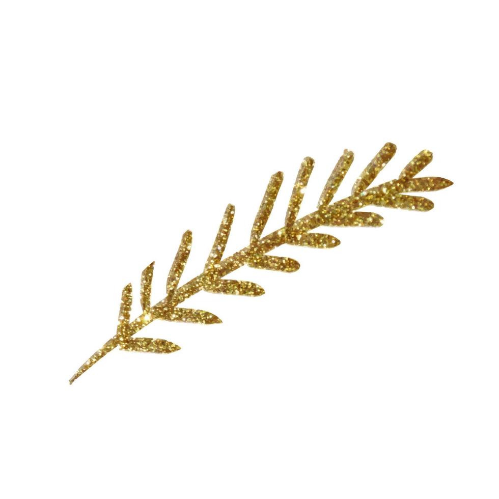 Christmas illustration of fir branch from golden texture isolated on white background vector