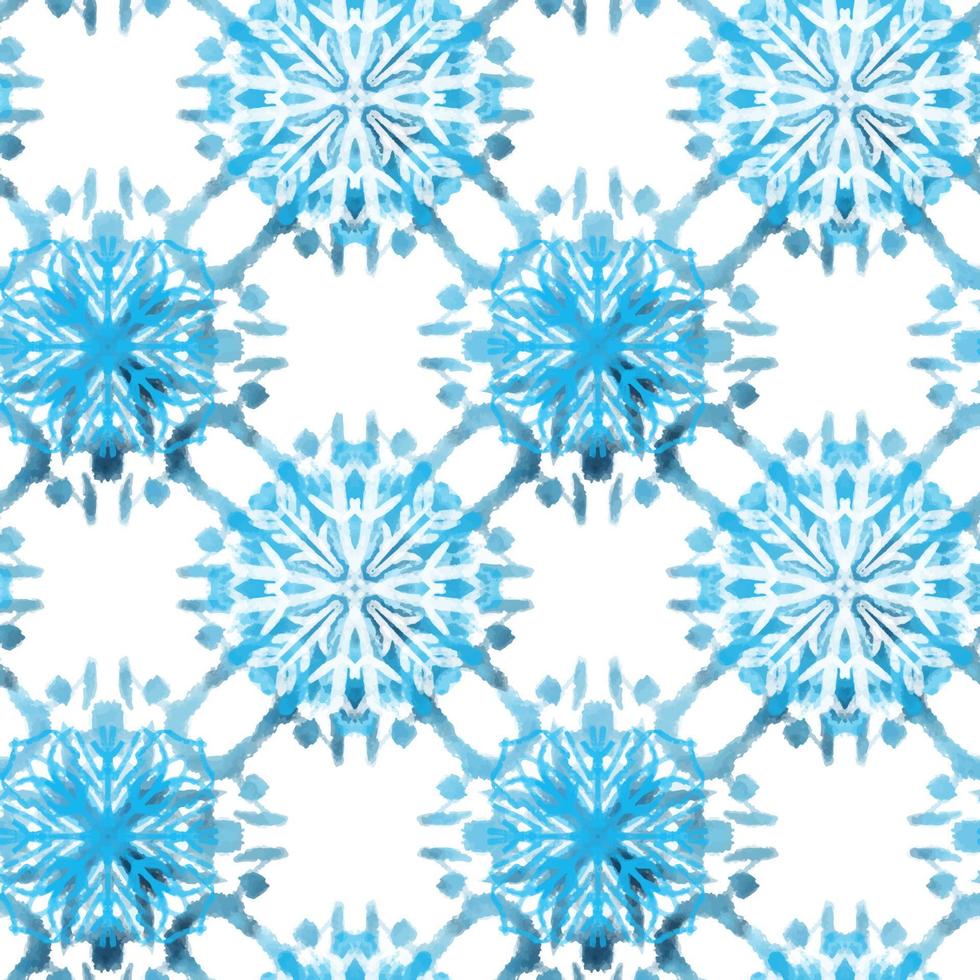 patrón sin costuras con ilustración de copos de nieve de textura estilizada en azul vector
