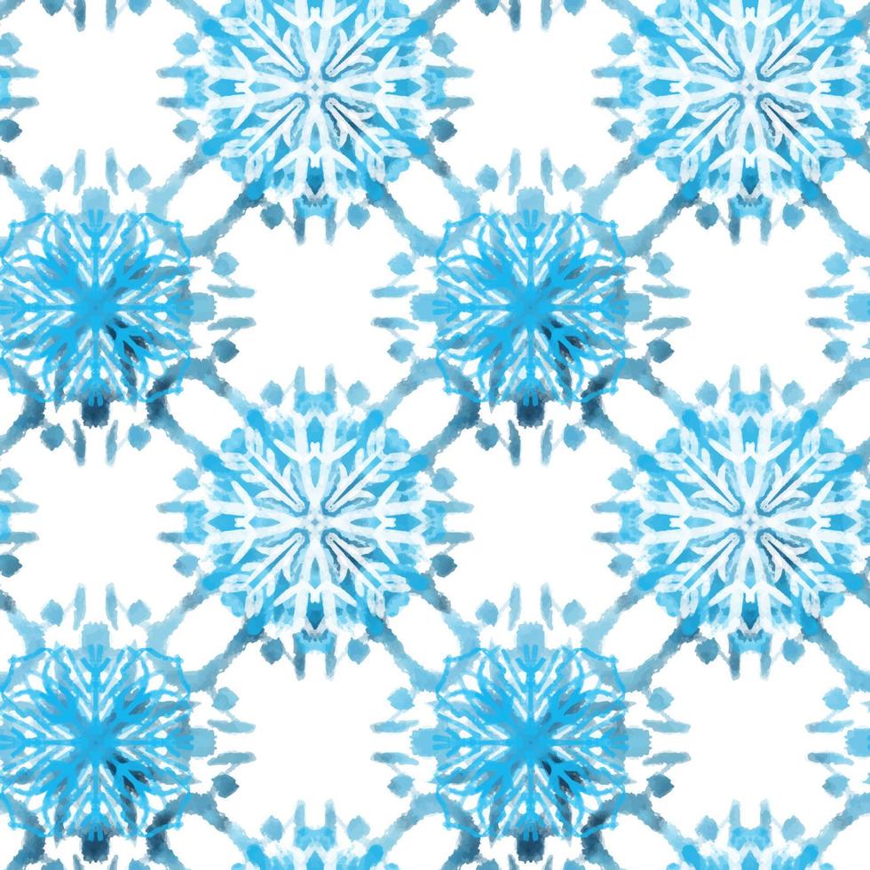 Seamless pattern with stylized textural Snowflakes illustration in blue vector