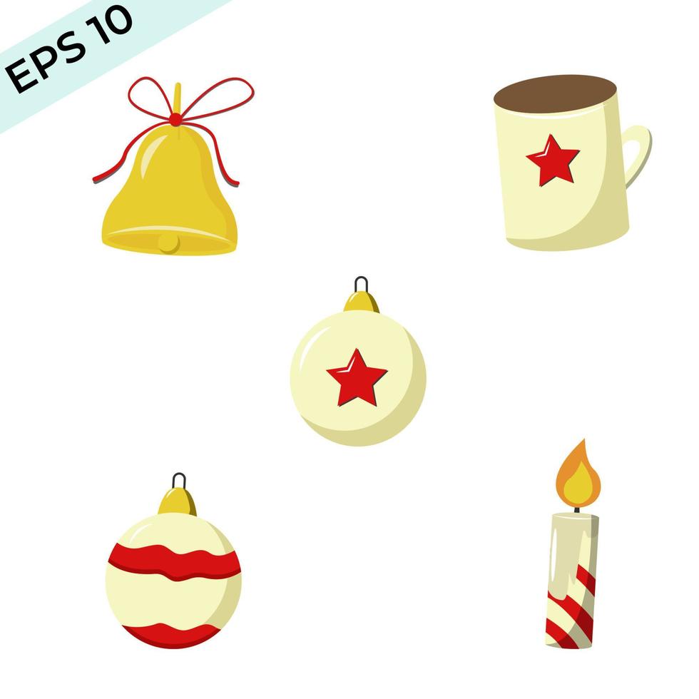 colección de decoración navideña. pasos vectoriales 10. fácil de editar vector