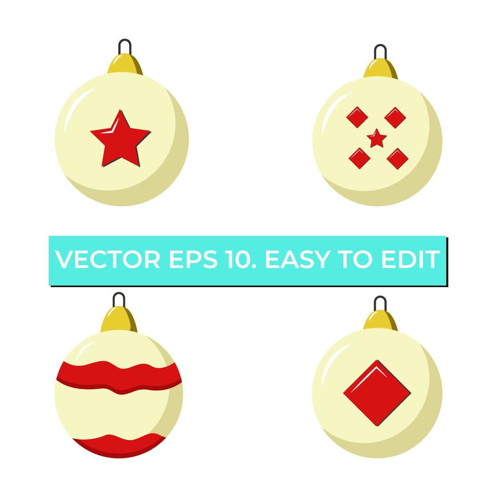 bola de cristal navideña con bolas de cristal amarillas y rojas. pasos vectoriales 10. fácil de editar vector
