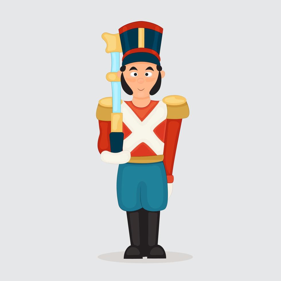 Antique toy vintage tin soldier. Retro Style. Traditional character vector illustration.