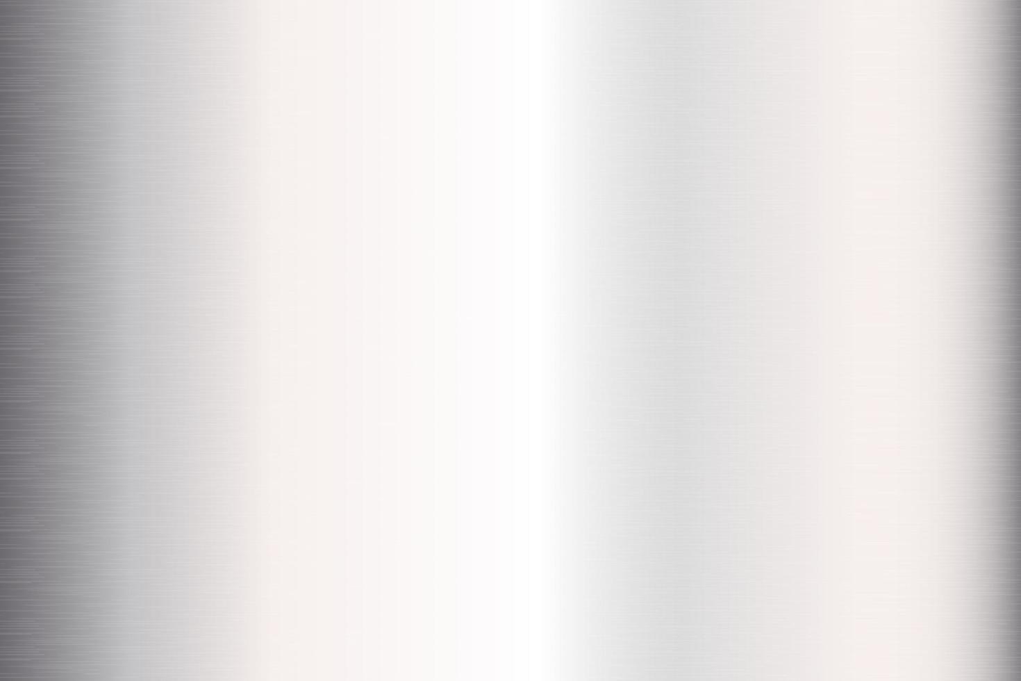 Silver foil background. Metal textured shiny gradient. Stainless glossy surface with reflection. Realistic chrome backdrop. Vector illustration.