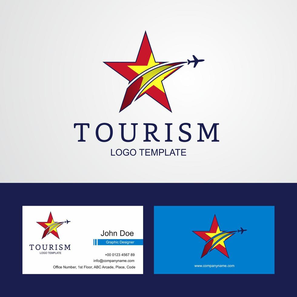 logotipo de estrella creativa de bandera de vietnam de viaje y diseño de tarjeta de visita vector
