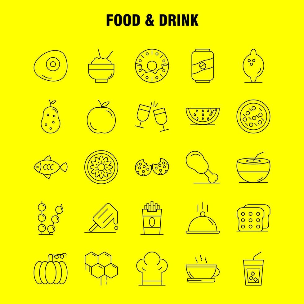 Food And Drink Line Icons Set For Infographics Mobile UXUI Kit And Print Design Include Bread Food Loaf Ice Cream Cream Food Eat Icon Set Vector