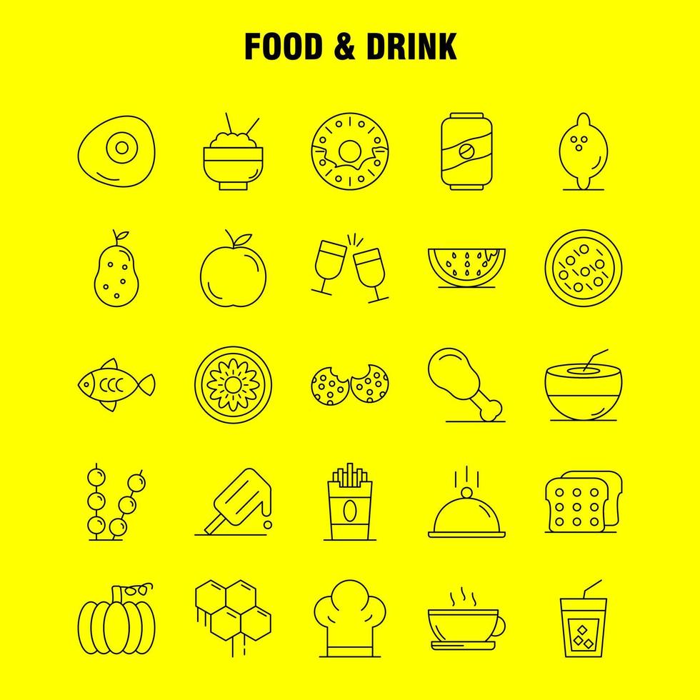 iconos de línea de alimentos y bebidas establecidos para infografías kit uxui móvil y diseño de impresión incluyen pan comida pan helado comida comer icono conjunto vector