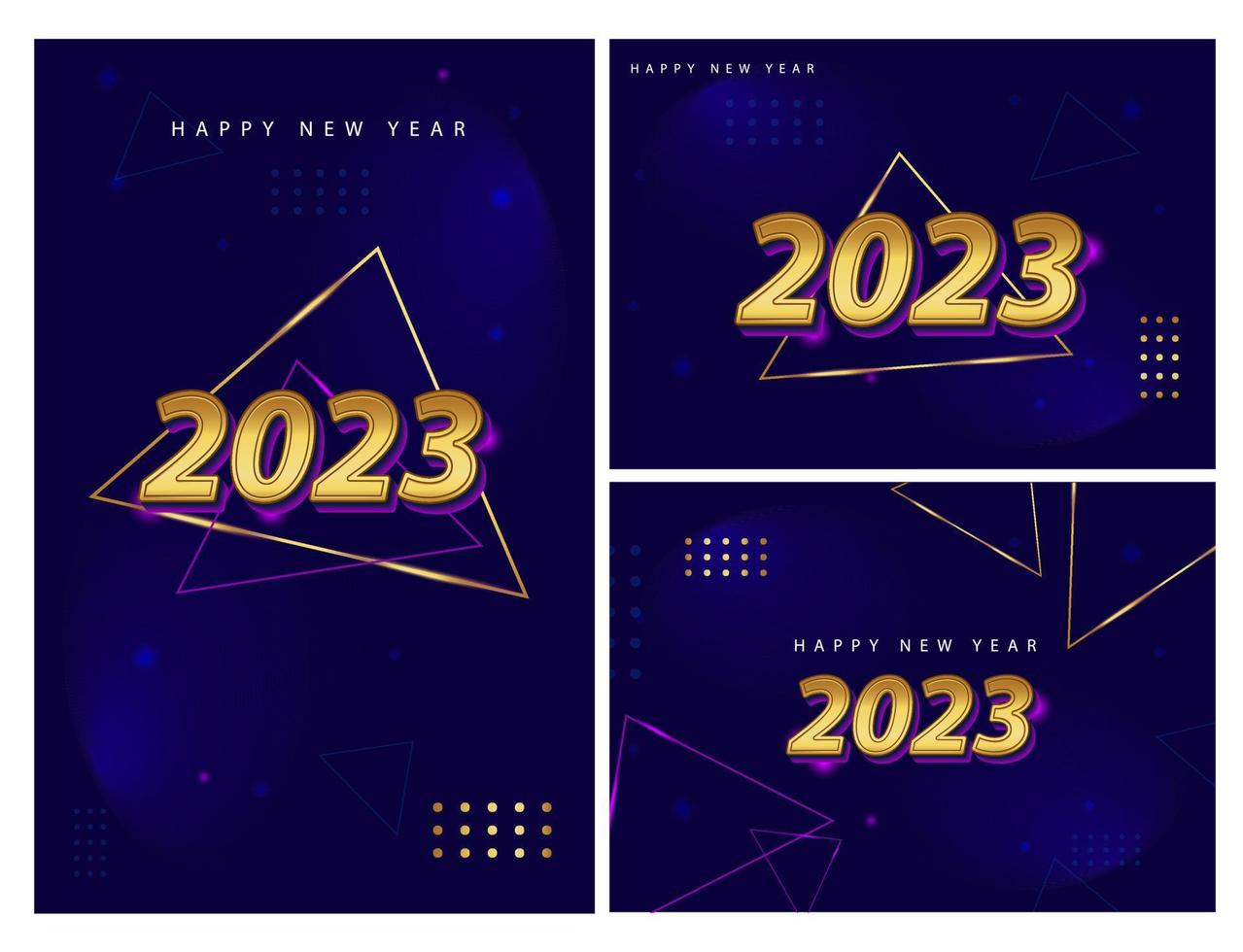 set of happy new year 2023 greeting background vector