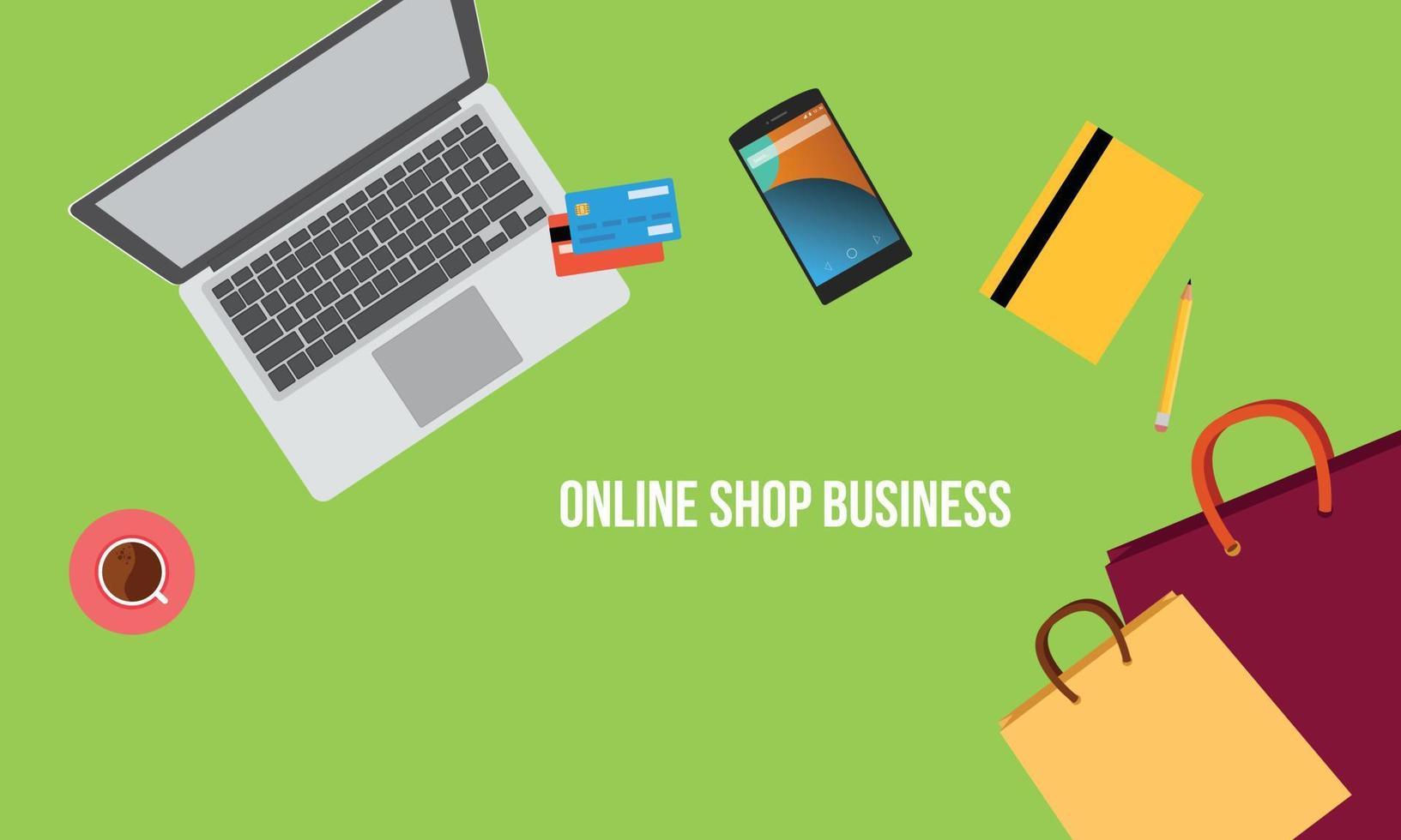 online shopping concept with laptop and smartphone for mobile payment vector