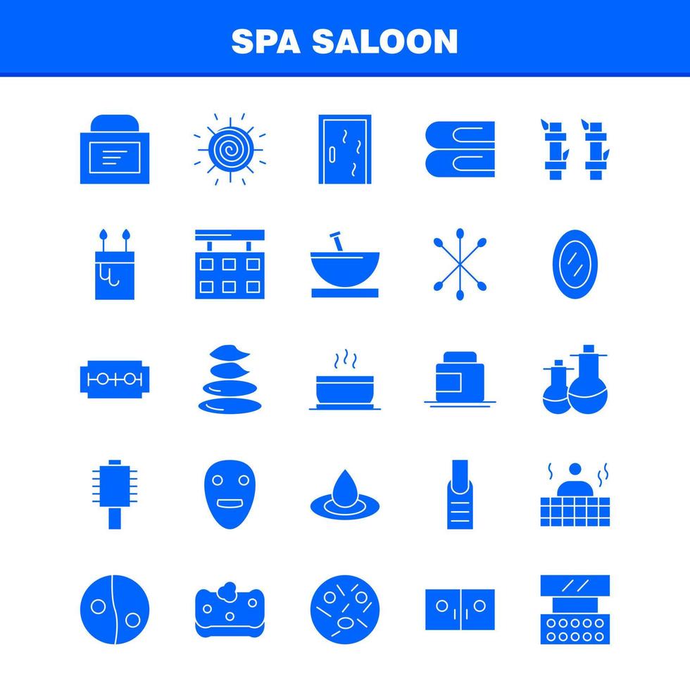 salón de spa paquete de iconos de glifo sólido para diseñadores y desarrolladores iconos de alimentos viajar comer sopa crema tarro de crema spa vector