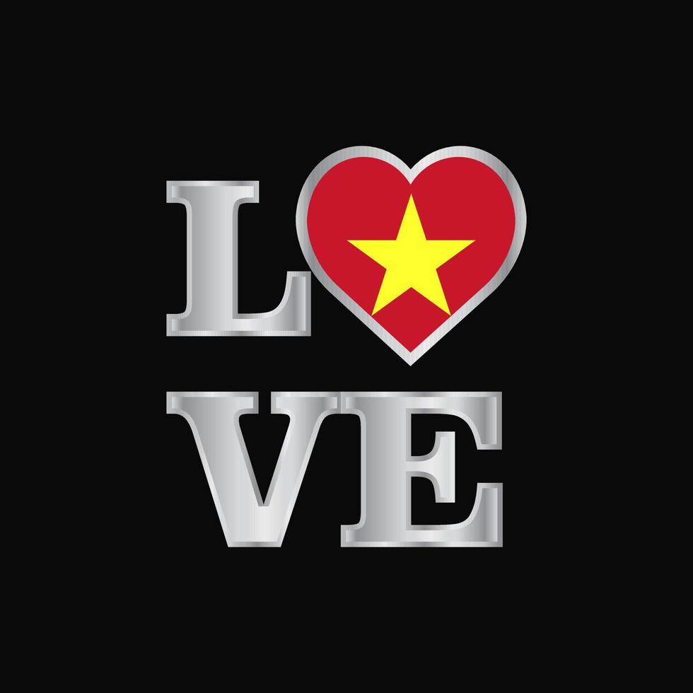 Love typography Vietnam flag design vector beautiful lettering