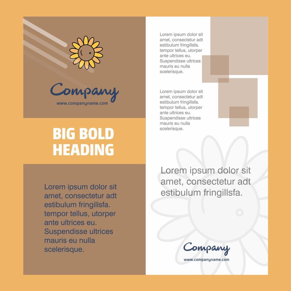 Sunflower Company Brochure Title Page Design Company profile annual report presentations leaflet Vector Background