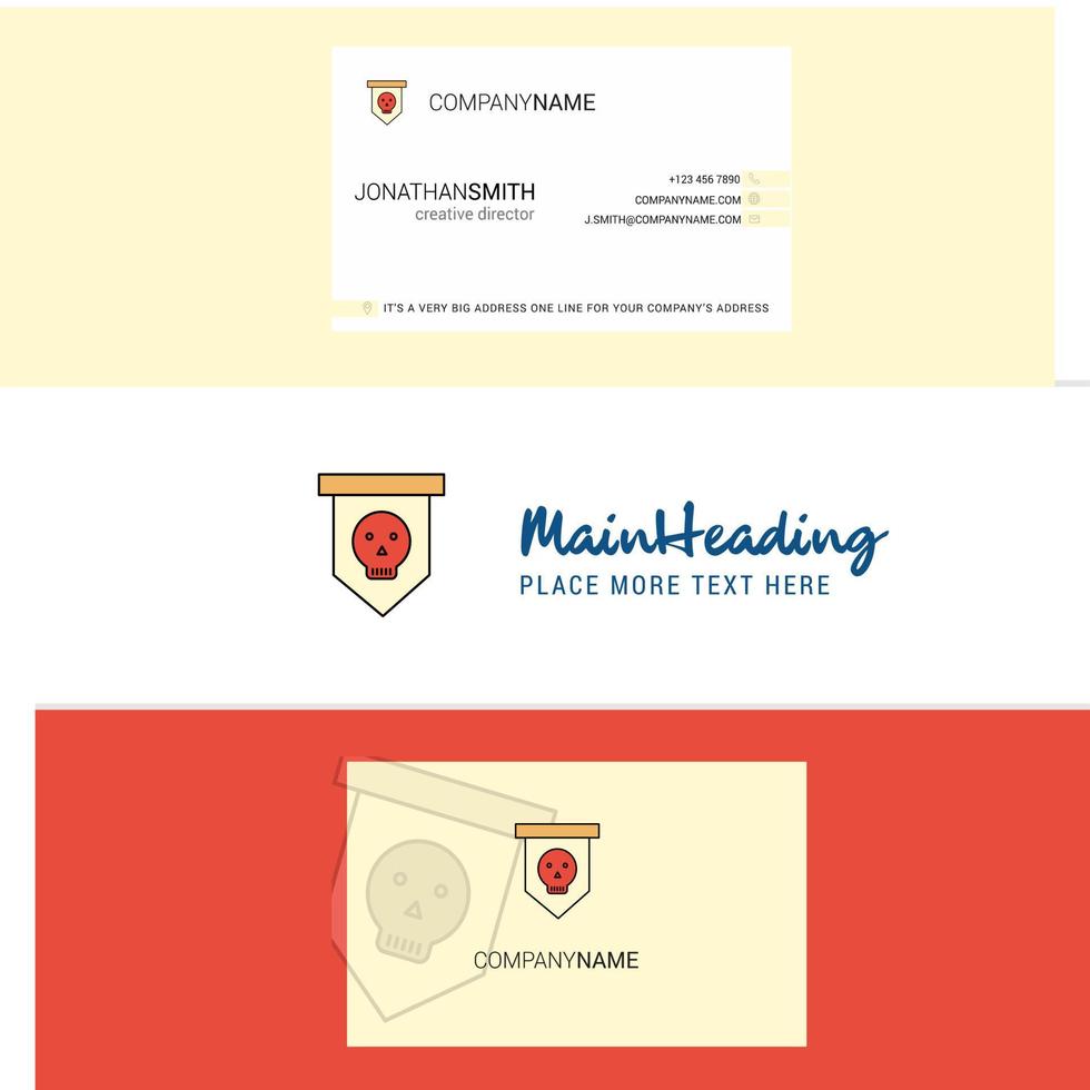 Beautiful Skull flag Logo and business card vertical Design Vector