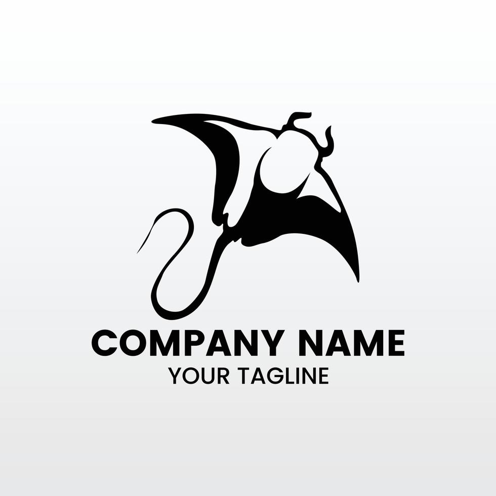 inspiring minimalist silhouette stingray logo template vector