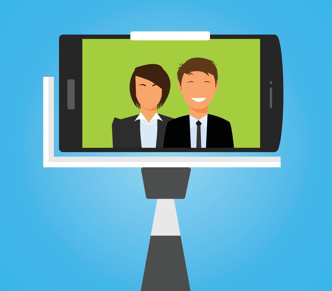 Taking Selfie Photo on Smart Phone. vector flat design