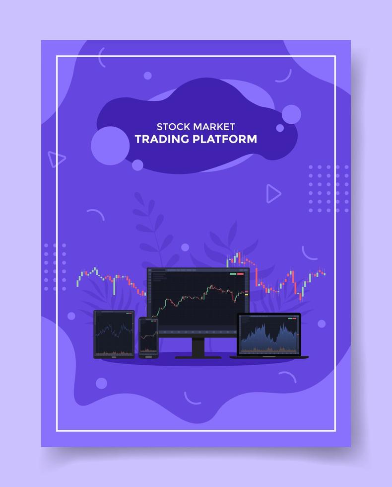 online stock trading platform concept for template of banners, flyer, books, and magazine cover vector