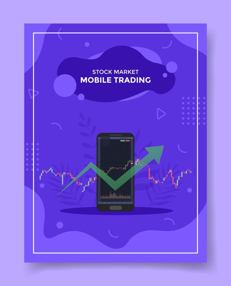 mobile stock market trading concept for template of banners, flyer, books, and magazine cover vector