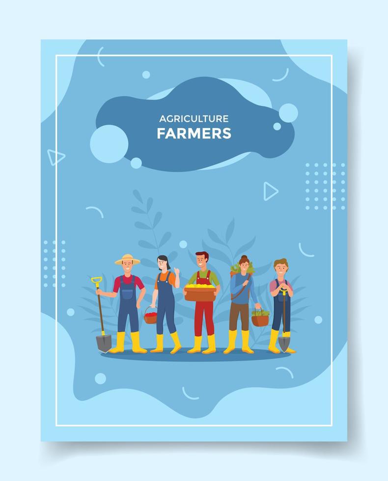 farmer people character concept for template of banners, flyer, books, and magazine cover vector