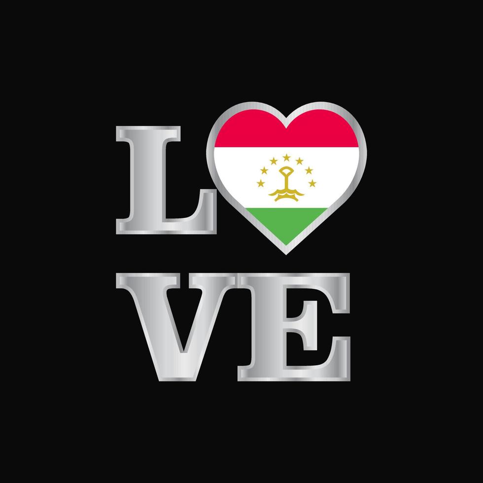 Love typography Tajikistan flag design vector beautiful lettering