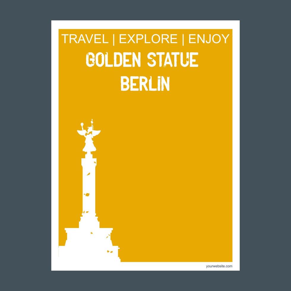 estatua dorada berlín alemania monumento hito folleto estilo plano y tipografía vector