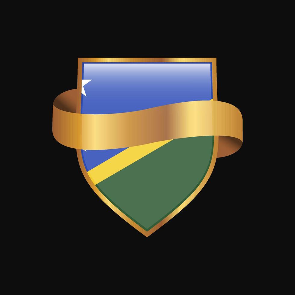 Solomon Islands flag Golden badge design vector