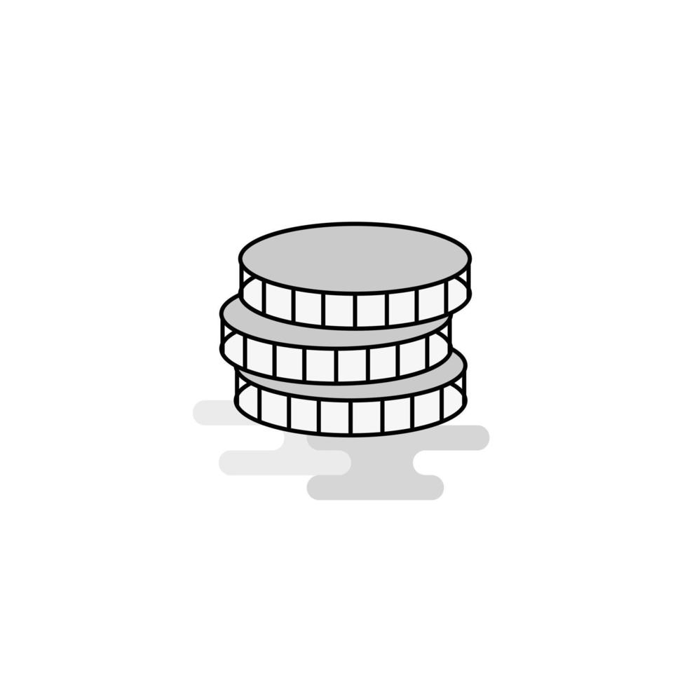 Coins Web Icon Flat Line Filled Gray Icon Vector