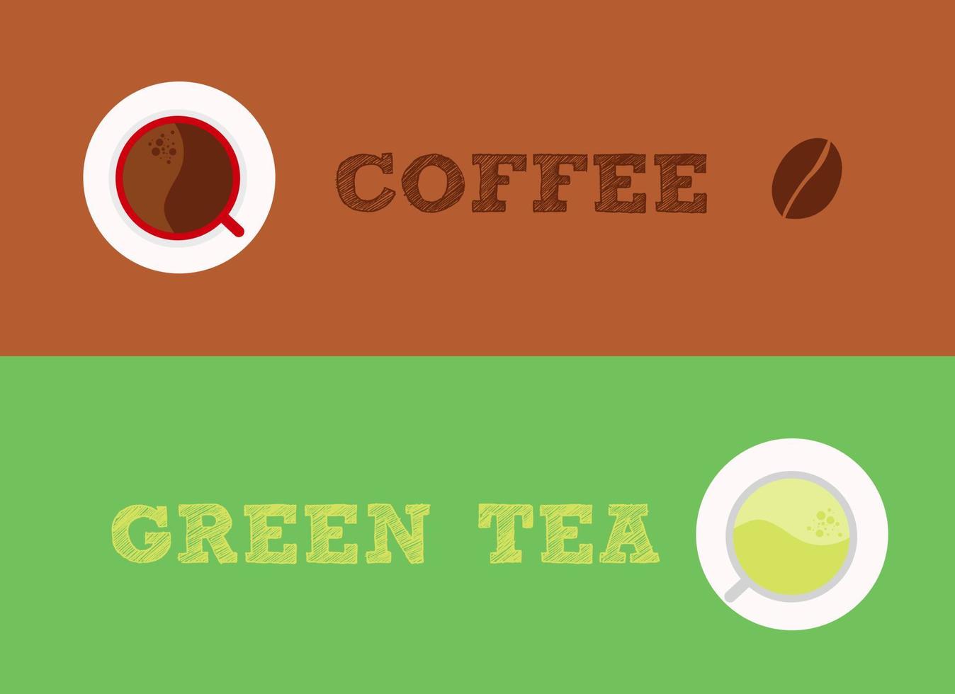 comparable between coffee and green tea, which one do you choose vector