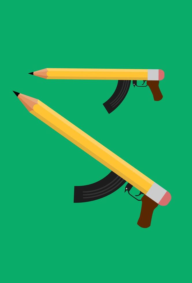 media war pencil and gun vector