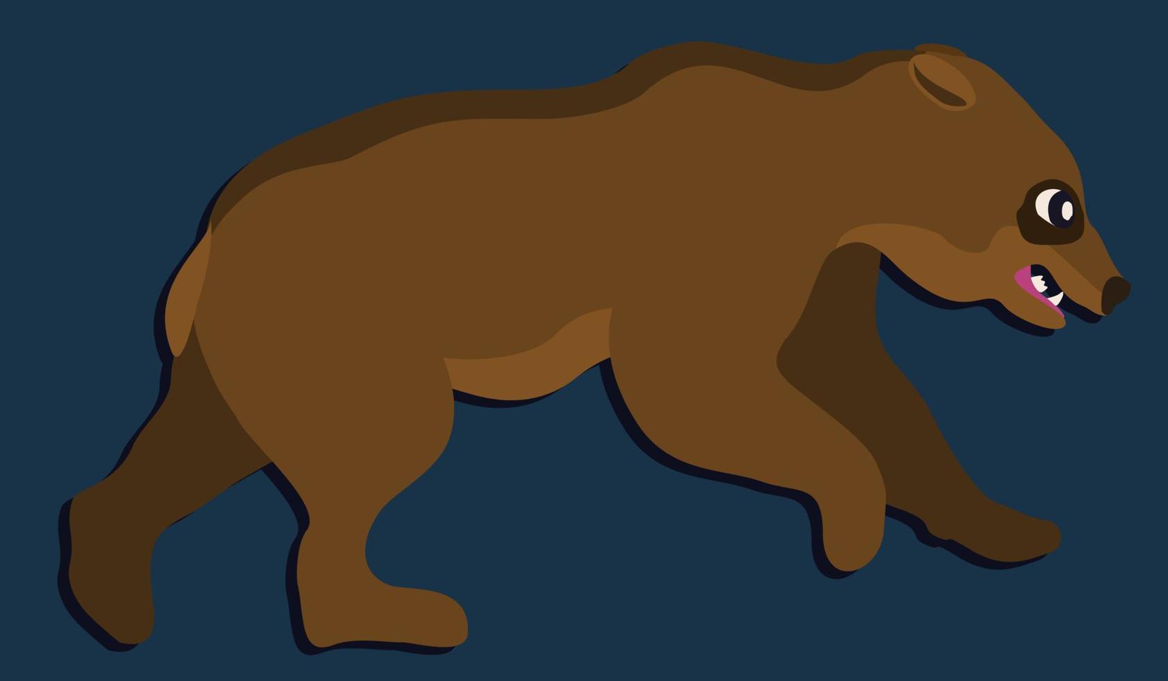 Running bear. Vector illustration on dark blue background.