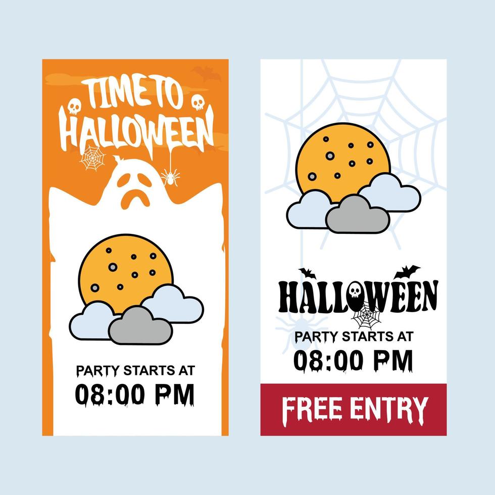 diseño de invitación de feliz halloween con vector de luna