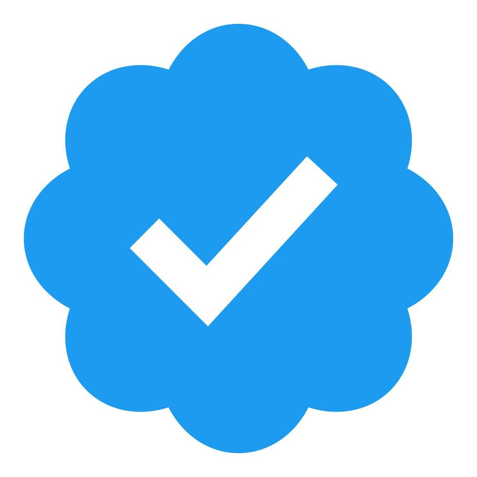 Blue check, official account mark for popular social networks. vector