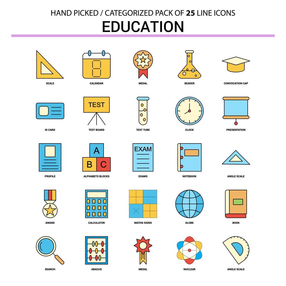 Education Flat Line Icon Set Business Concept Icons Design vector