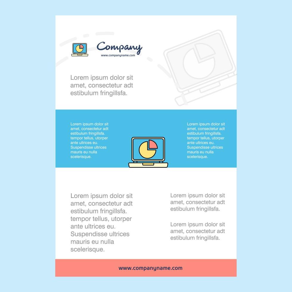 Template layout for Pie chart on Laptop comany profile annual report presentations leaflet Brochure Vector Background