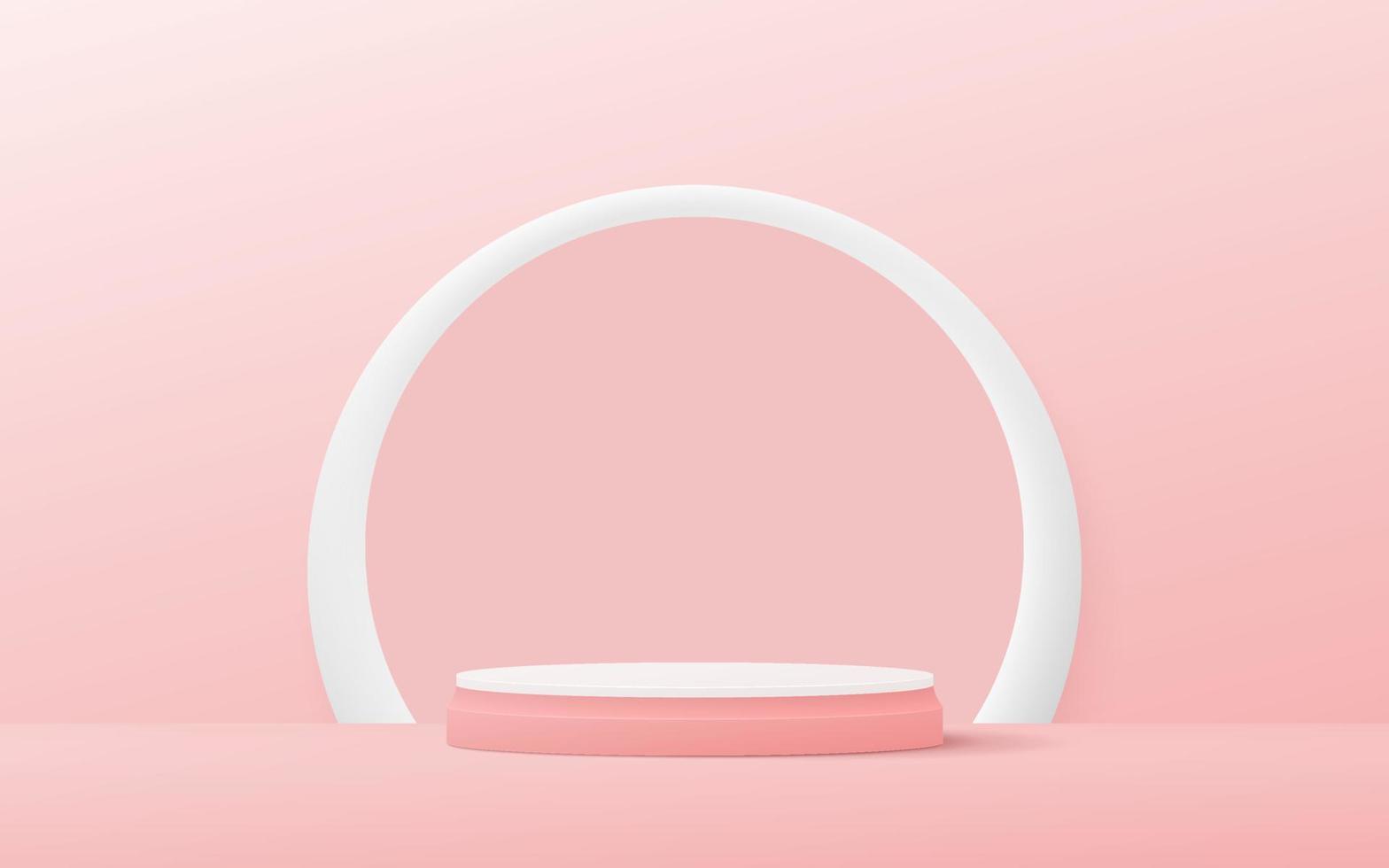 Pink podium 3d pastel color background design. Vector illustration. Eps10