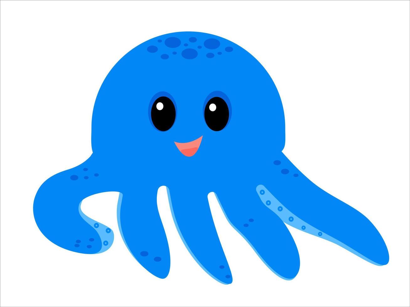 blue cute and funny octopus vector