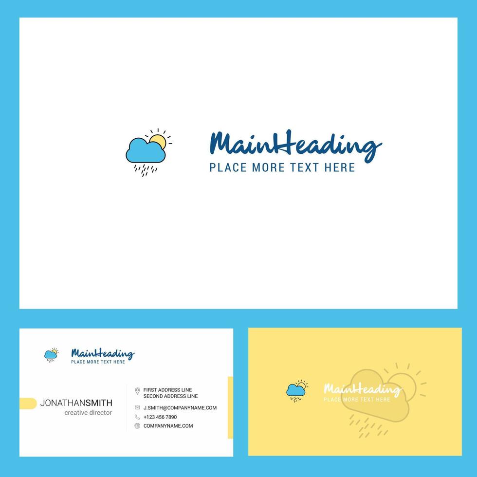 Raining Logo design with Tagline Front and Back Busienss Card Template Vector Creative Design