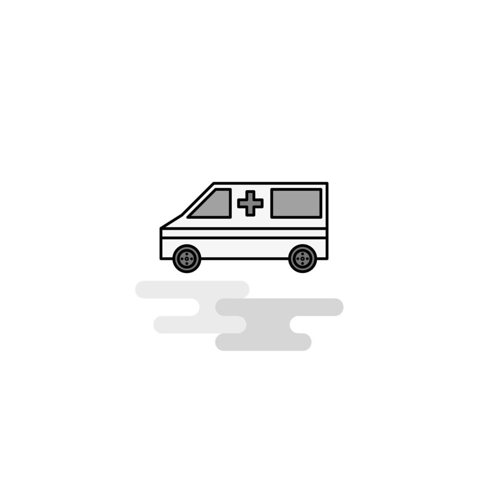 Ambulance Web Icon Flat Line Filled Gray Icon Vector