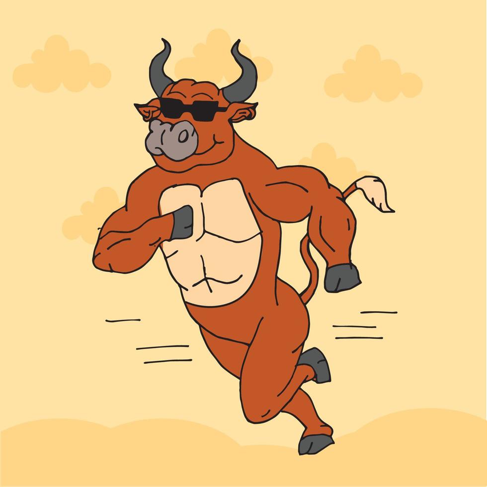 bull running vector art
