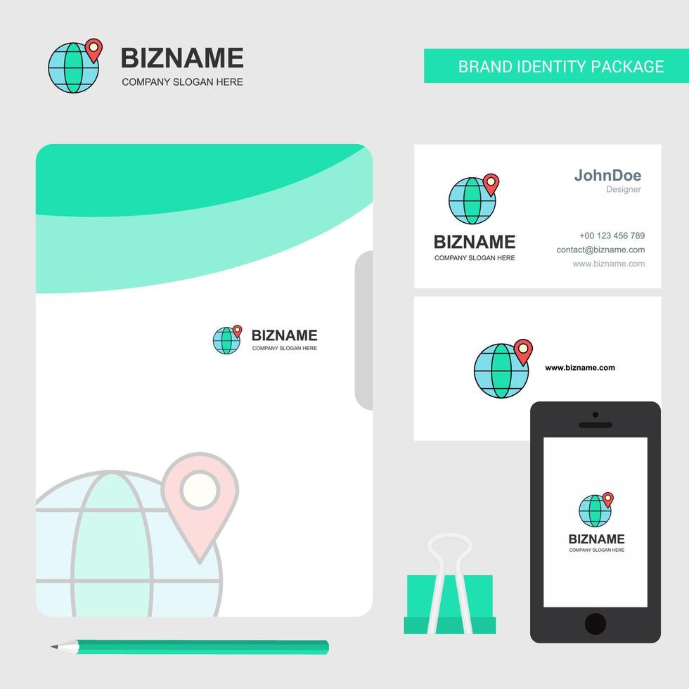 Location on globe Business Logo File Cover Visiting Card and Mobile App Design Vector Illustration