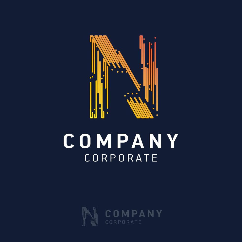 N company logo design with visiting card vector
